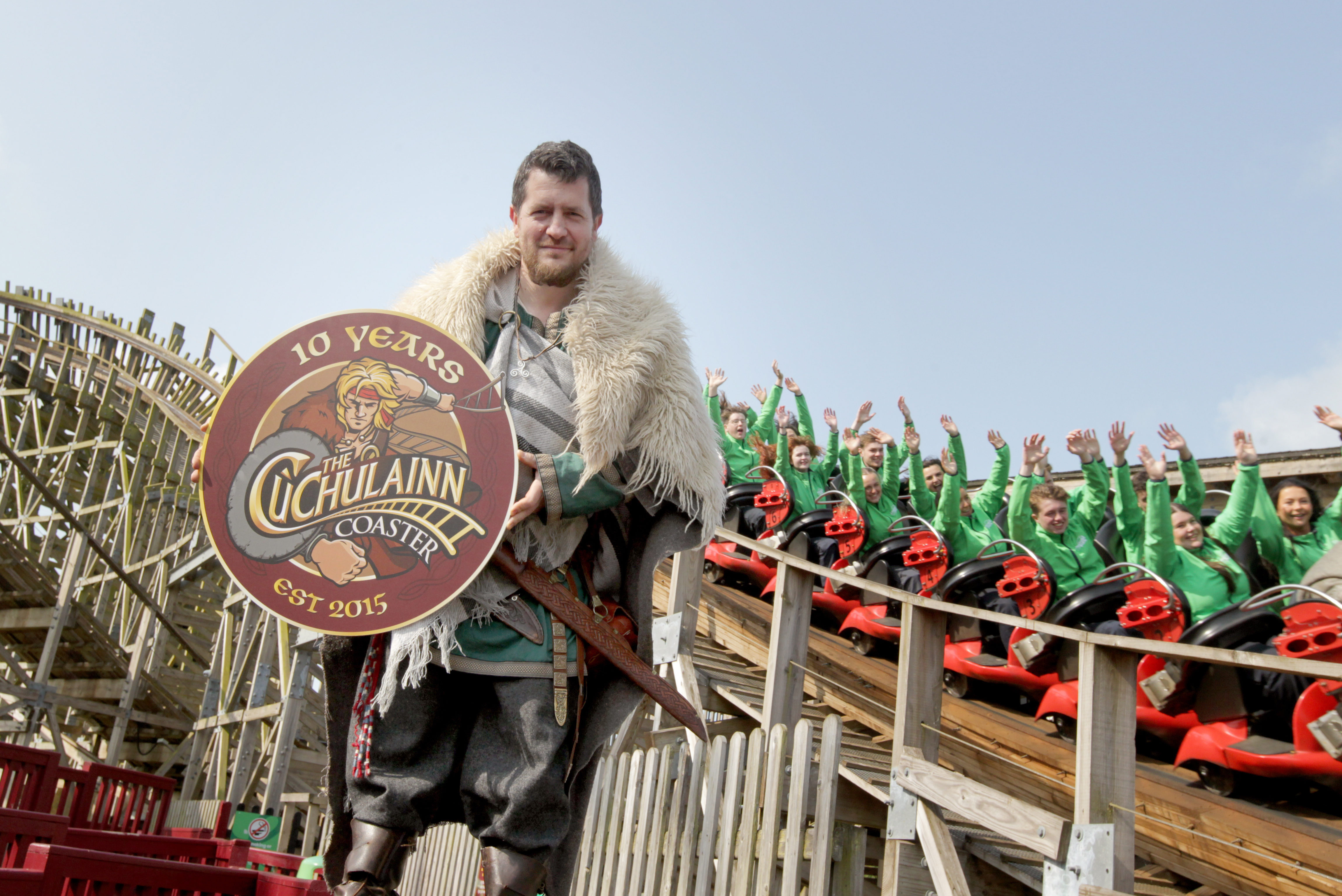 close up of cu chulainn rollercoaster at emerald park